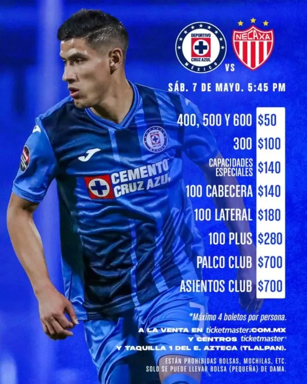 Los precios para los boletos contra Necaxa en repechaje. (Cruz Azul)