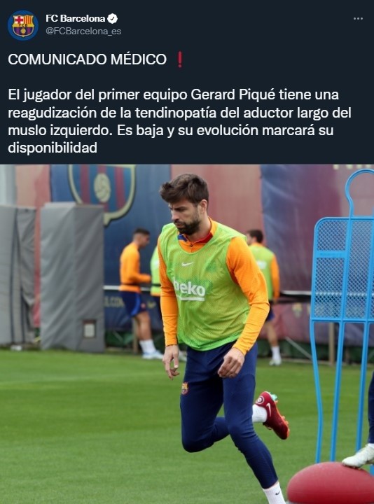 Barcelona confirmó el grado de lesión de Piqué