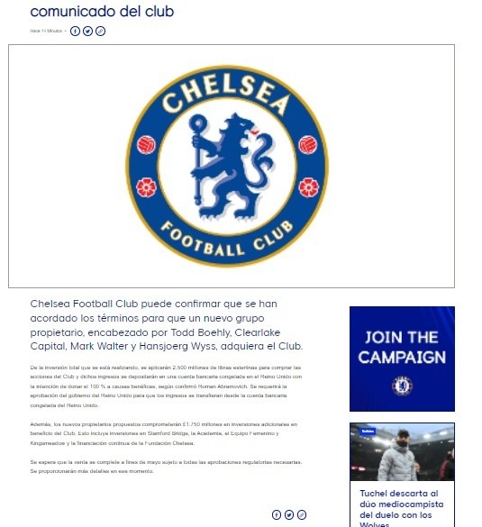 Comunicado de Chelsea.