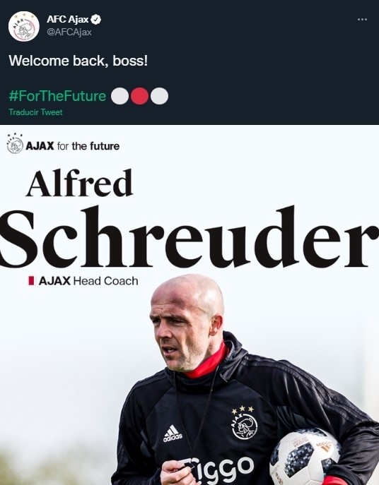 Ajax anunció a Schreuder como sucesor de ten Hag (Twitter @AFCAjax)