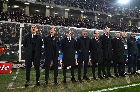 Mancini y su cuerpo técnico. Getty.