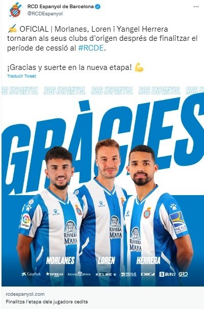 Fuente: Twitter Espanyol (@RCDEspanyol)