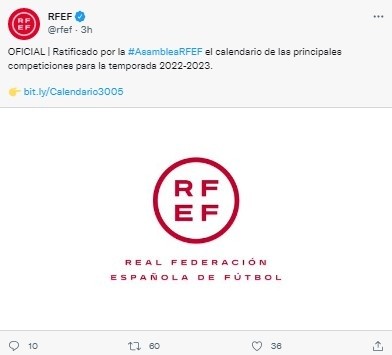 Fuente: Twitter Oficial RFEF (@rfef)