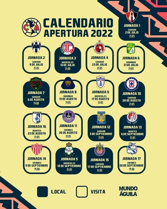 Liga MX: la primera desventaja del calendario del Apertura 2022 para el Club  América