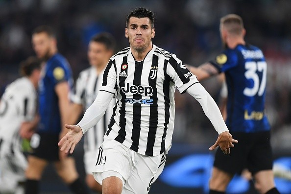 Morata en festejo de gol con Juventus. Getty.