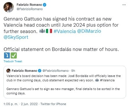 Fuente: Twitter Oficial Fabrizio Romano (@FabrizioRomano)