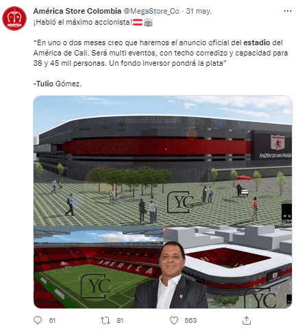 Tulio Gómez afirma que el nuevo estadio de América sería como el Santiago  Bernabéu