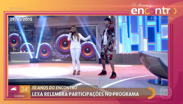 Lexa e MC Guimê no Encontro, em 2015. Reprodução/Globo