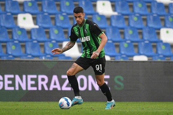 Gianluca Scamacca en Sassuolo. Getty.