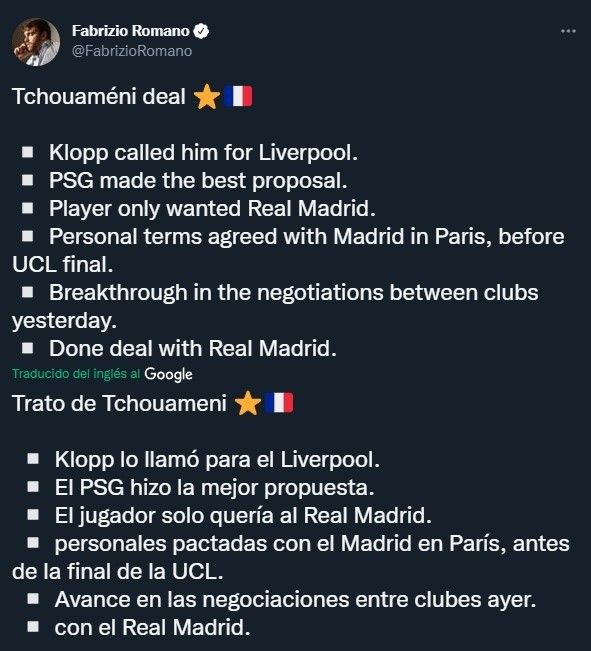 Real Madrid le ganó la pulseada a PSG y Liverpool por Tchouaméni