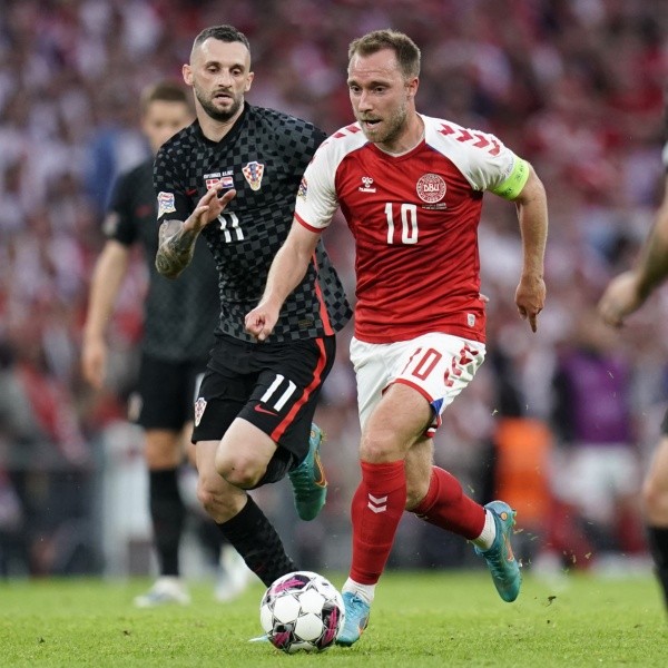 Acción de juego entre Croacia y Dinamarca. @EURO2024.