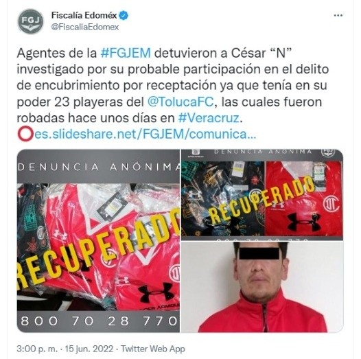 Twitter de la Fiscalía del Estado de México