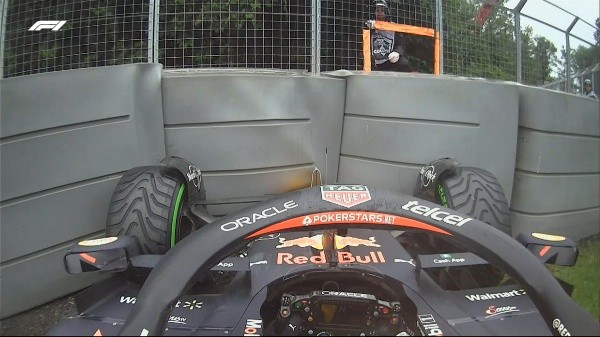 Checo Pérez chocó en la clasificación (Foto: TW / F1)