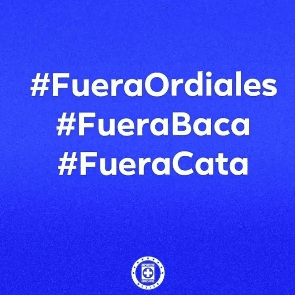 Campaña de la afición Azul contra Ordiales y jugadores. (Twitter)