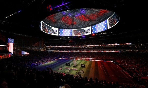 A general view of Mercedes-Benz Stadium during the National Anthem of the 2018 MLS Cup between Atlanta United and the Portland Timbers on December 8, 2018 in Atlanta, Georgia. (Photo by Kevin C. Cox/Getty Images)