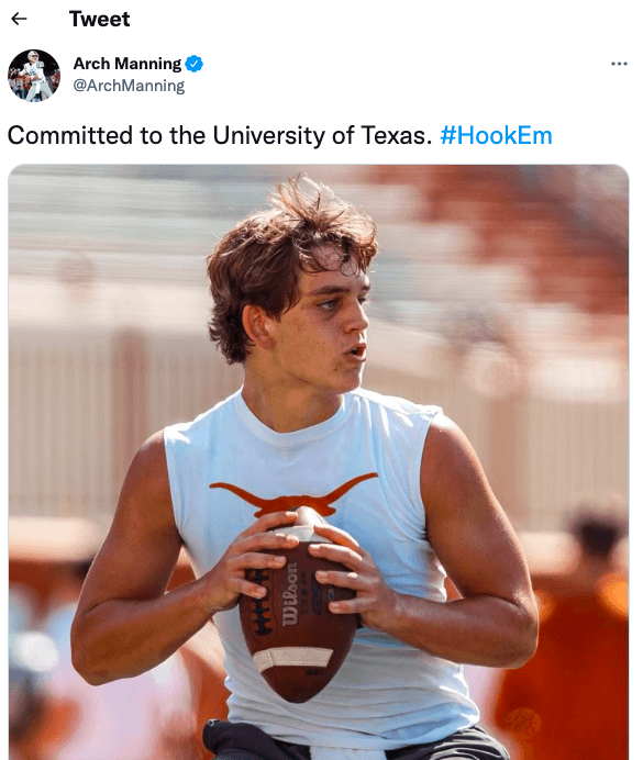 Arch Manning, College Football, University of Texas