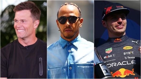Tom Brady, Lewis Hamilton, and Max Verstappen / Getty Images