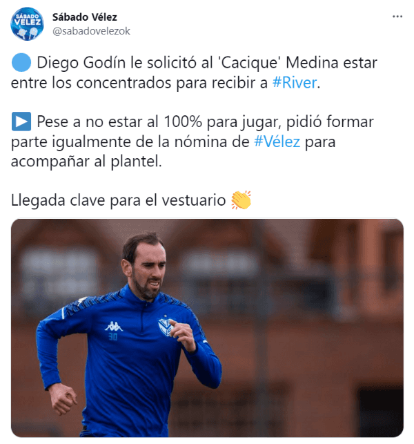 El pedido especial de Godín en Vélez antes de la serie ante River.