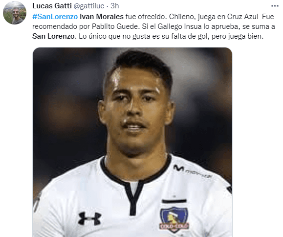 Iván Morales, ofrecido a San Lorenzo. (@gattiluc)