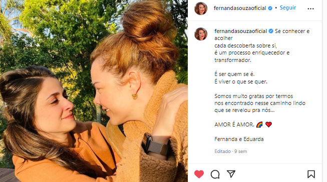 Fernanda Souza assumiu o namoro com Duda Porto em abril deste ano - Imagem: Reprodução/Instagram oficial de Fernanda Souza