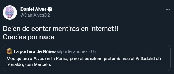 Dani Alves se enojó y desmintió un rumor sobre su futuro