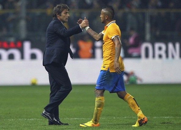 Conte y Vidal en Juventus. Getty.