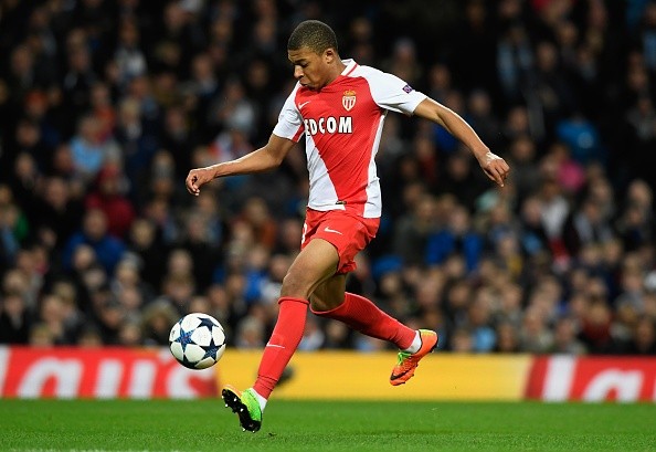 Mbappé en acción con Mónaco. Getty.