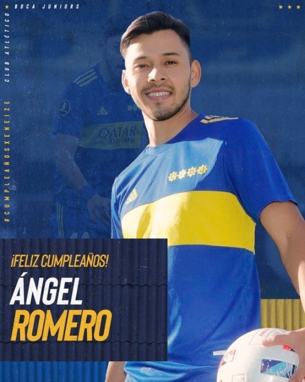 La imagen de felicitación que Boca le dedicó a Ángel Romero.