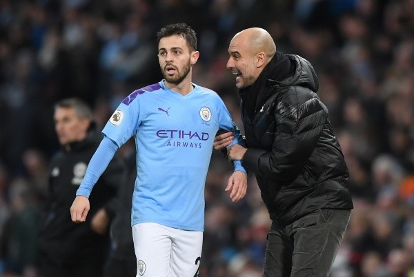 Pep Guardiola y Bernardo Silva: Getty