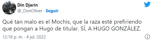 Afición pide a Hugo González por sobre Luis Cárdenas. (Twitter)
