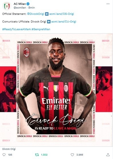 Fuente: Twitter Oficial AC Milan (@acmilan)