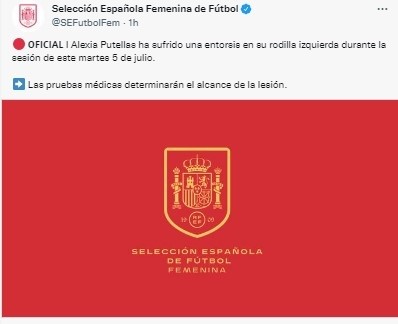 Fuente: Twitter Oficial Selección de España (@SEFutbolFem)