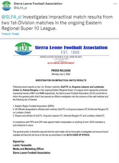 Twitter Oficial SLFA (@SLFA_sl)