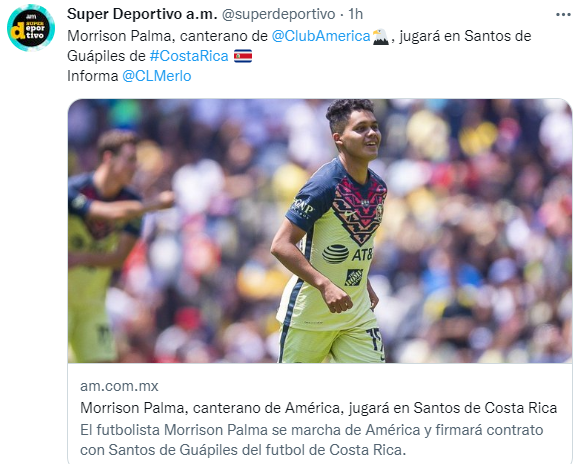 Morrison Palma se muda a Costa Rica. (Twitter: @superdeportivo)