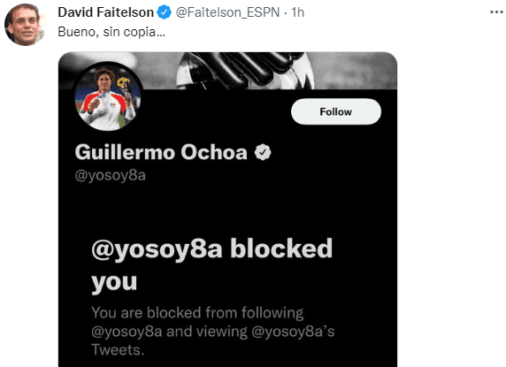Memo Ochoa bloqueó a David Faitelson. (@yosoy8a)