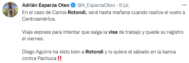 Rotondi podría debutar ante Pachuca. (@A_EsparzaOteo)