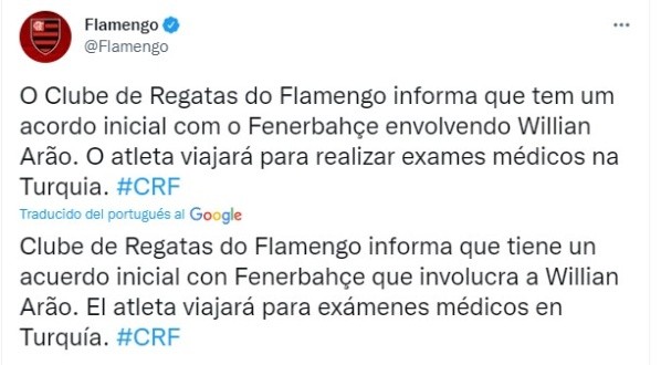 Twitter de Flamengo.