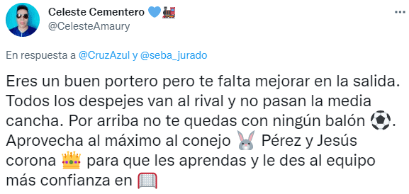 Afición de Cruz Azul apoya a Sebastián Jurado. (Twitter)