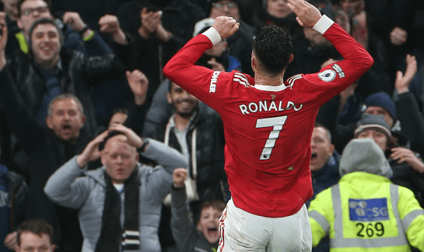 Crisitano Ronaldo en festejo con Manchester United. Getty.