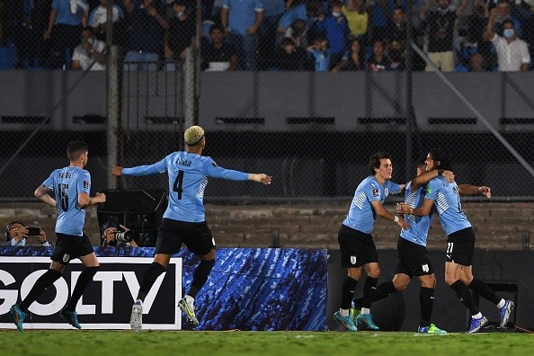 Uruguay en festejo de gol. Getty.