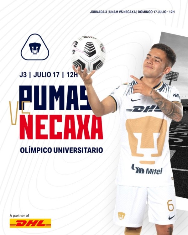 Pumas enfrentará a Necaxa el domingo 17 en CU. @PumasMX