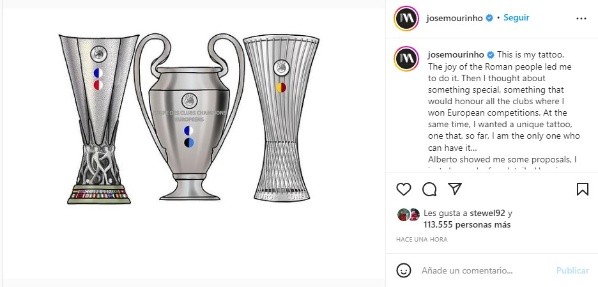 Fuente: Instagram Oficial José Mourinho (josemourinho)