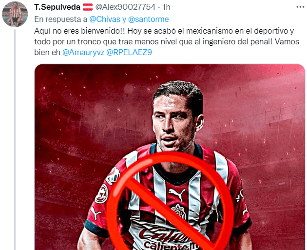 Afición de Chivas contra Ormeño en Twitter.