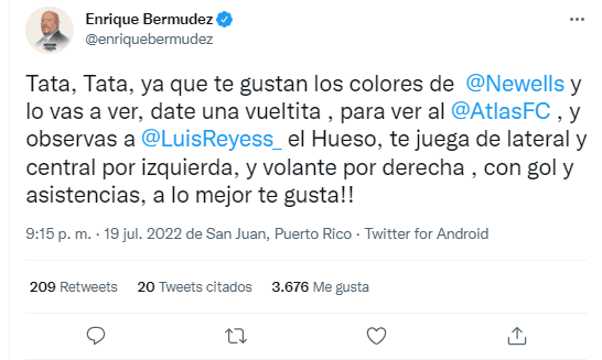 Foto: TW / Enrique Bermúdez