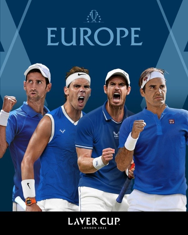 Djokovic, Nadal, Murray y Federer, el &#039;Big Four&#039; en la Laver Cup (Twitter @LaverCup)