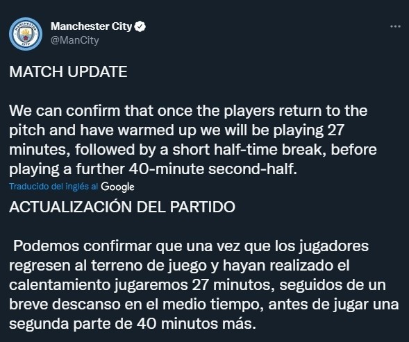 Así se jugó el partido entre Manchester City y Bayern por la tormenta