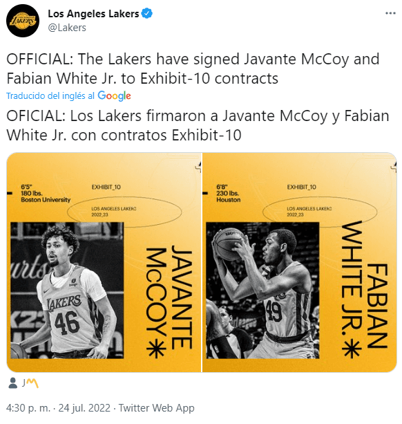 Nuevas firmas de los Lakers (Foto: @Lakers)