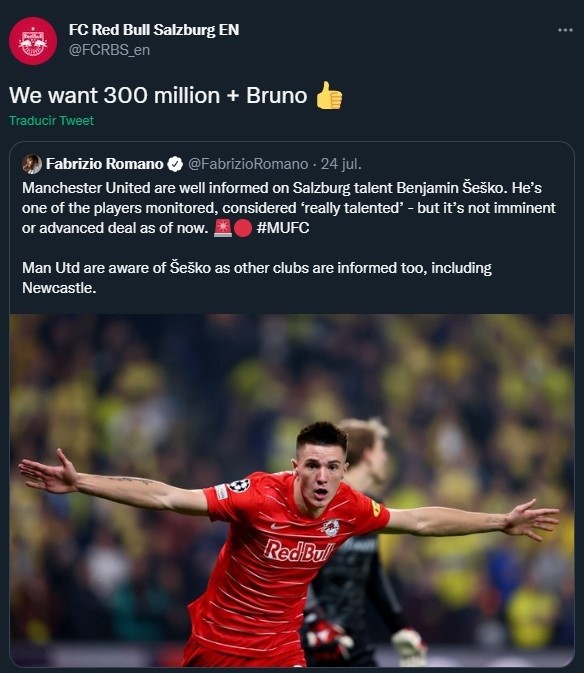 La respuesta de Salzburgo ante el interés por Sesko del United