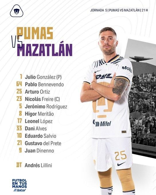 Debuta Dani Alves en CU. (@PumasMX)