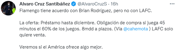 Brian Rodríguez, ¿al Flamengo o al América? (@AlvaroCruzS)